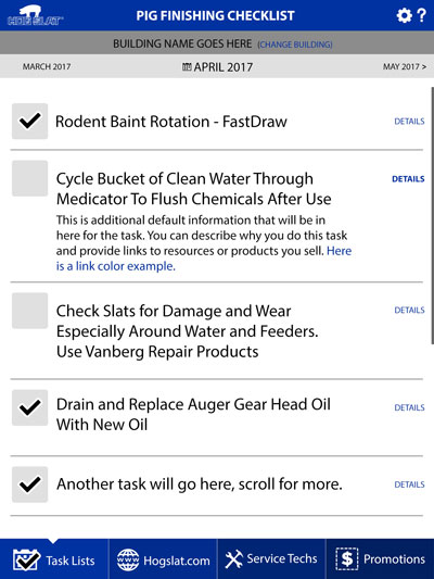 Hog Slat Maintenance Mobile App Checklist Screenshot